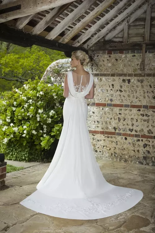 Cowl back wedding discount dress